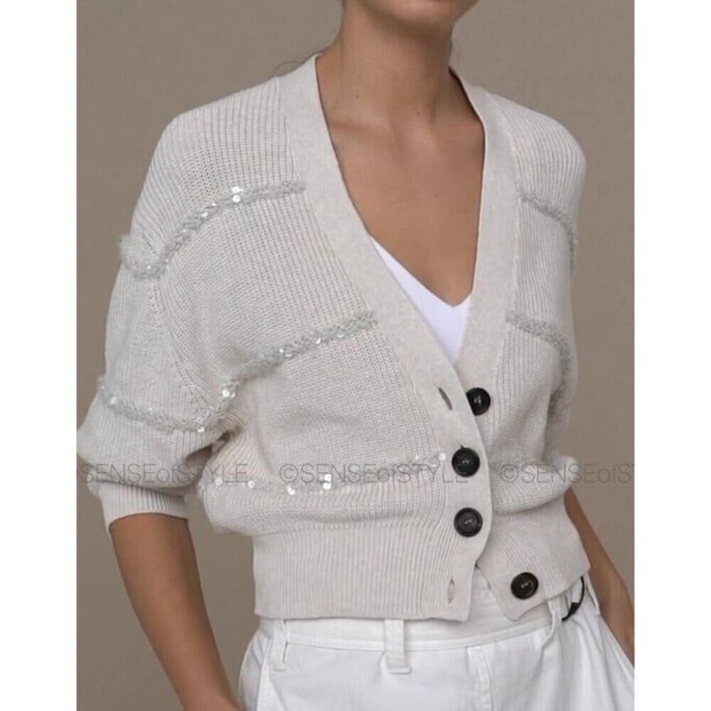 Brunello Cucinelli Cardigan Sweater with Sequins Size S